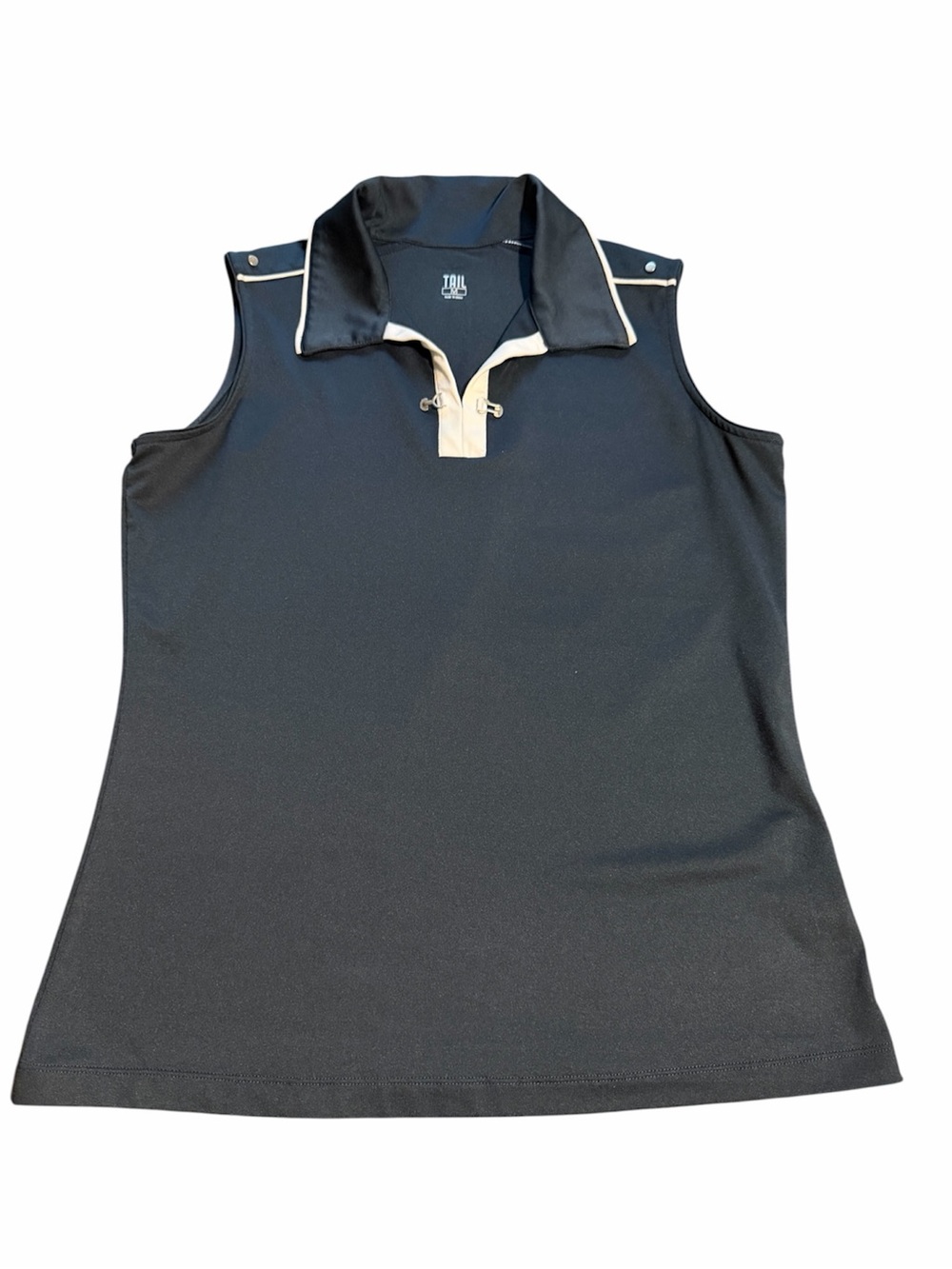 Tail Golf Women's Sleeveless Polo Navy Blue White Trim Horsebit Collar Medium